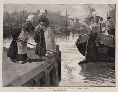 Un Intercambio de Cumplidos, una Escena en un Canal Holandés de Gordon Frederick Browne